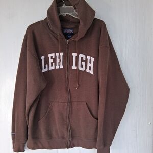 vintage Jansport Full-Zip Lehigh Hoodie Jacket Mens Size L Brown